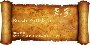 Reich Zoltán névjegykártya